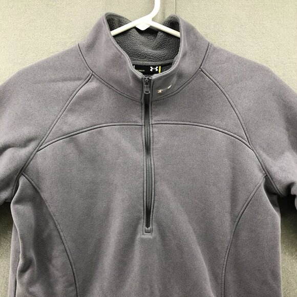 Under Armour Fleece Pullover Womens M 1/2 Zip Gray Loose Mock Neck Sweatshirt - Picture 3 of 12